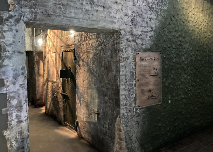 Reconstructed Hoa Lo prison interior corridor